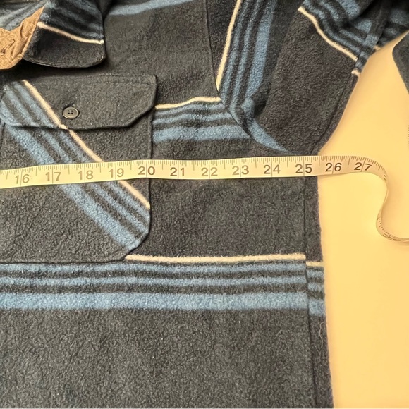 Wrangler Authentic Mens Long Sleeve Blue White Striped Flannel Button Up L - Picture 9 of 12